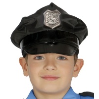 Schwarze Polizeimütze für Kinder - 54 cm