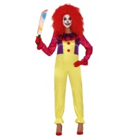 Gelbes Killer Clown Kostüm für Frauen