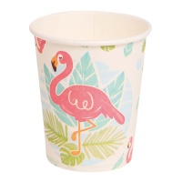 Hawaiianische Flamingo-Pappbecher 256 ml - 8 Stück