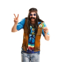 Hippie-Kostüm-T-Shirt mit Weste für Männer