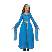 Blaue mittelalterliche Prinzessin Kostüm für Mädchen