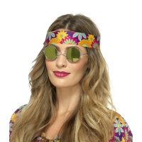 Gelbe Hippiebrille mit Spiegeleffekt