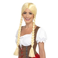 Blonde Perücke mit zwei langen Zöpfen