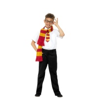 Harry Potter Kinderkostüm für Zauberer mit Brille, Schal und Krawatte.