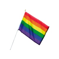 20 x 15 cm Regenbogenflagge mit Stock