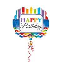 Happy Birthday Regenbogen XL Silhouette Luftballon - 63 x 55 cm