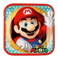 Super Mario Quadratische Teller 23 cm - 8 Stk.