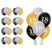 Champagne Birthday Bubble Ballons 28 cm - Sempertex - 6 Stück