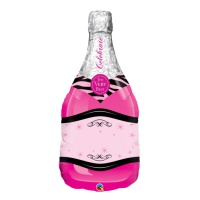 Champagnerflaschen-Silhouette Ballon XL rosa 99 cm - Qualatex