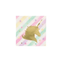 Goldene Einhorn-Servietten 12,5 x 12,5 cm - 16 Stk.