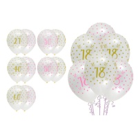 Pink Chic Latexballons mit Geburtstagszahl 30 cm - Creative Party - 6 Stück