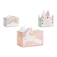 Einhorn, Regenbogen und Schloss Box - 6 Stück.