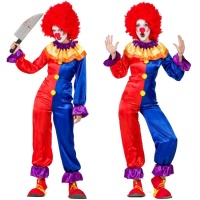 Rot-blaues Clownskostüm für Frauen