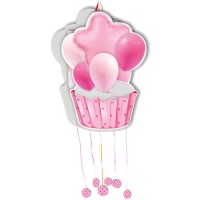 Cupcake und rosa Luftballons Piñata