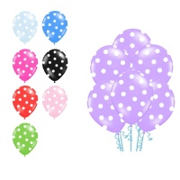 Latexballons mit weißen Punkten 30 cm - PartyDeco - 6 Stück