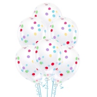 Latexballons mit farbigem Konfetti 30 cm - PartyDeco - 6 Stück