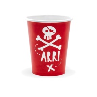 Piratentotenkopf Becher 220 ml - 6 Stk.