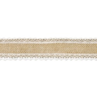 Raffiaband mit Spitzeneinfassung 5 cm - 5 m