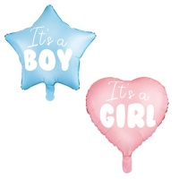 Baby Shower Herz/Stern Ballon 48 cm - PartyDeco