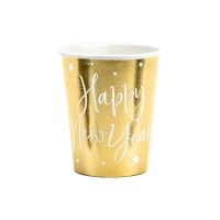 Goldene Happy New Year Becher 220 ml - 6 Stück