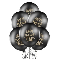 Silvester Schwarz Pastell Latex Ballons 30 cm - PartyDeco - 6 Stk.