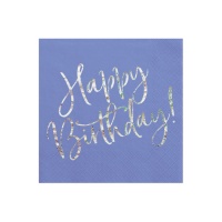 Fliederfarbene Happy Birthday Servietten 16,5 x 16,5 cm - 20 Stk.