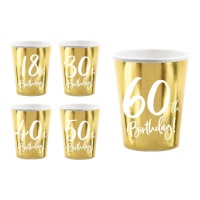 Happy Birthday Golden Cups 220 ml - 6 Stück