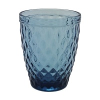 250 ml Becher aus blauem, geätztem Glas