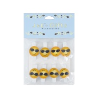 Emoticons Sonnenbrille Pinzette 3,5 cm - 8 Stück