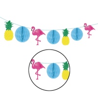 Girlande mit Nistkugeln, Flamingos und Ananas - 4,00 m