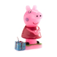 Peppa Pig Figur Kerze mit Geschenk 8 cm - 1 Stück