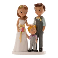 Figur für Hochzeitstorte von Braut und Bräutigam mit Kind - 16 cm