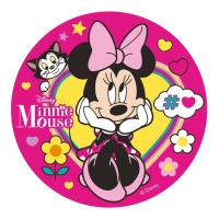 Minnie essbare Waffel mit rosa Schleife - 20 cm