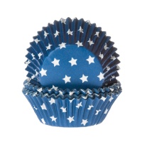 Marineblaue Cupcake-Kapseln mit Sternen - House of Marie - 50 Stk.