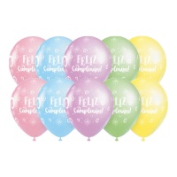 Happy Birthday Ballons Pastellfarben 30 cm - 10 Stück