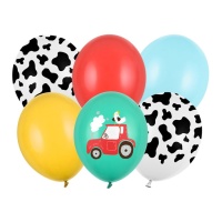 La Granja Alegre 30 cm sortierte Latex-Luftballons - PartyDeco - 6 Stück