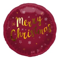 Maroon Frohe Weihnachten runder Ballon mit Sternen 45 cm - Folat