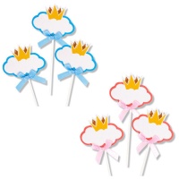 Wolken-Cupcake-Topper mit Krone - 3 Stück