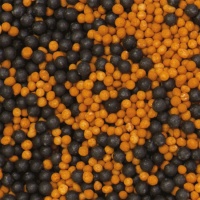 Schwarze und orangefarbene Mini-Perlenstreusel 100 gr - Dekorieren