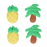 Ananas und Palmen Zuckerfiguren - FunCakes - 12 Stück