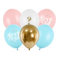 Junge oder Mädchen Latex Luftballons 30 cm - PartyDeco - 6 Stück