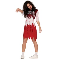 Rotes Zombie Cheerleader Kostüm für Frauen