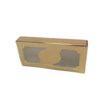 Goldene Nougatbox mit Fenster 18,5 x 8,5 x 2,5 cm - Pastkolor