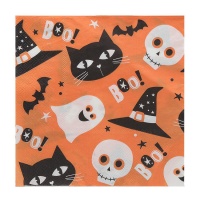 Halloween Boo Servietten 16,5 x 16,5 cm - 20 Stück.