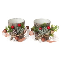 Kerzenständer aus Glas mit Weihnachtsmotiven - 2 Stück