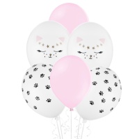 Latex Katzenballon 30 cm - PartyDeco - 6 Stück