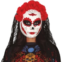 Catrina Maske mit Schleier und Rosen