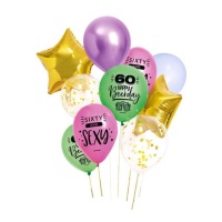 Sortierte Happy 60th Birthday Latex-Ballons 30cm - 10 Stk.