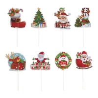 Assortierte Weihnachts-Cupcake-Topper 9 x 6 cm - Dekora - 48 Stück