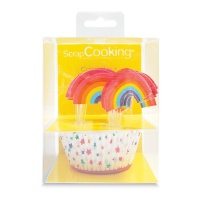 Regenbogen Cupcake-Kapseln und Picks - Scrapcooking - 24 Stück